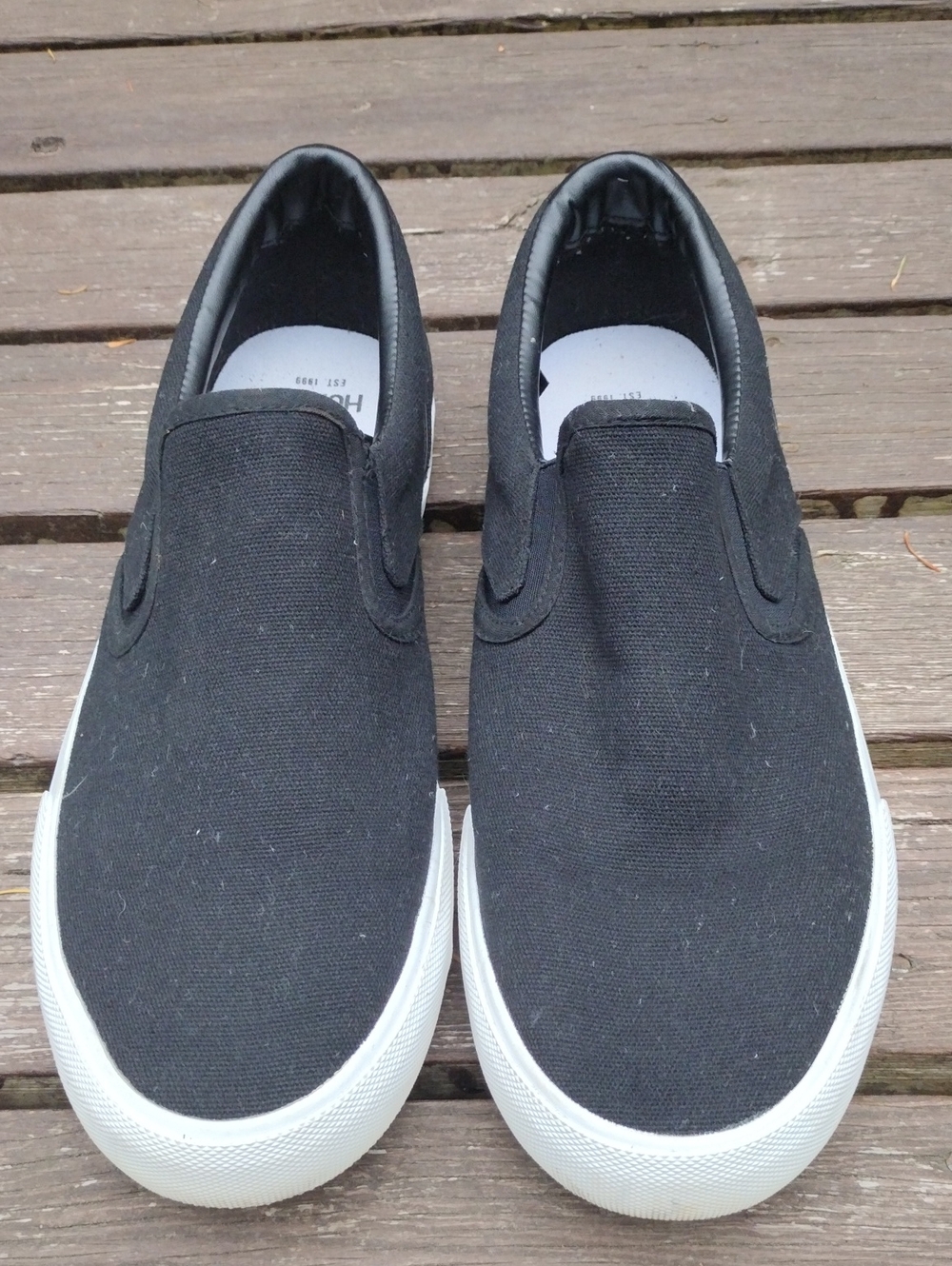 Hurley,Men's Size 11,Black Slip-On Canvas Sneakers - Classic Casual